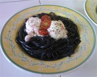 receta de Pasta negra con salmn y mascarpone