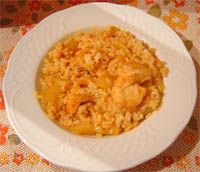 receta de Arroz con patatas y bacalao, tres cuaos