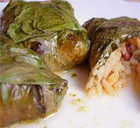 receta de Dolmades o hojas de vid rellenas con arroz