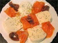 receta de Queso fresco con salmn y anchoas