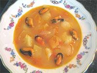 receta de Sopa de tomate con mejillones