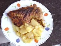 receta de  Pollo al horno con patatas panaderas