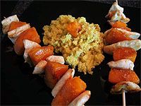 receta de Brochetas de pollo y calabaza con cous cous