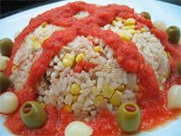 receta de Ensalada de arroz con salsa de pimiento