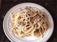 receta de Espaguetis con ternera y cabrales 