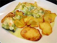 receta de Bacalao con almendra y patatas laminadas