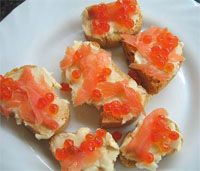 receta de Tostada de mantequilla de salmn con su huevas