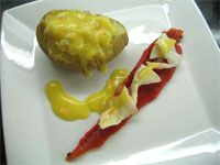 receta de Patata rellena de bacalao al pilpil