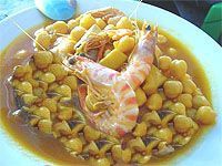 receta de Garbanzos con langostinos 