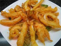 receta de Tempura de sepia y hojas de cogollo