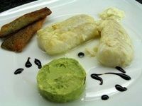 receta de Bacalao con su crujente de piel, ajoaceite