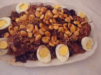 receta de Talline de carne tfaia con huevos y almendras.